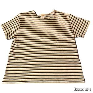 Talbots Women's VTG Striped Blouse 100% Cotton Size Large